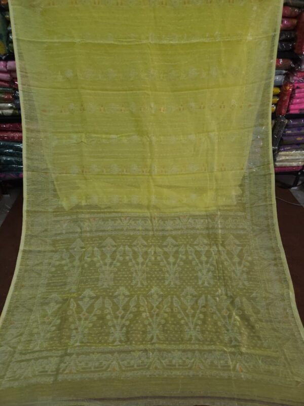 Exclusive Joriwork Soft Jamdani Sari With Blouse Piece - Yellow