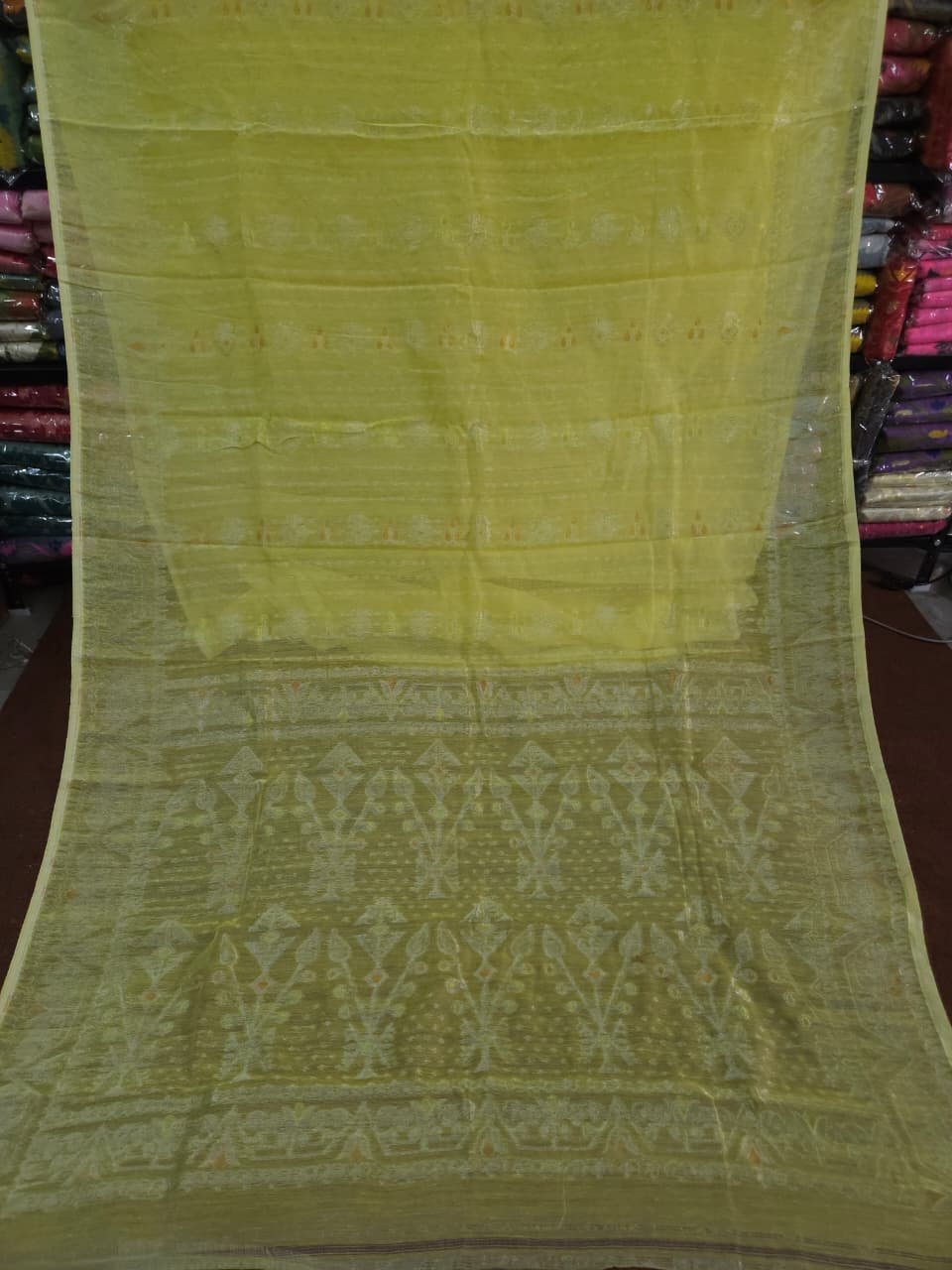 Exclusive Joriwork Soft Jamdani Sari With Blouse Piece - Yellow