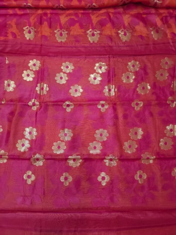 Lota Pata Soft Jamdani Saree with Blouse Piece - Yellow